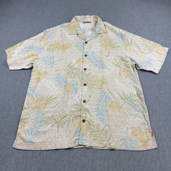 Tommy Bahama Other - Tommy Bahama Shirt Mens XL Beige 100% Silk Hawaiian Floral Button Up Aloha